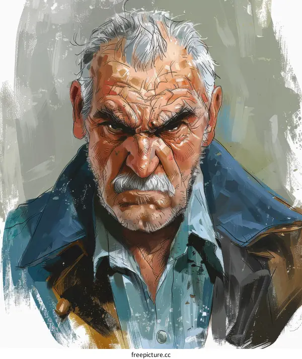 portrait of an old man with a mustache