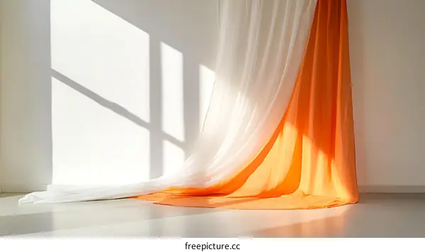 White and Orange Curtain Draped in a Room