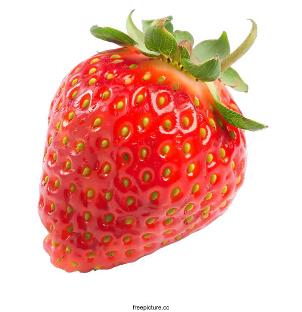 [Transparent Background PNG]Fresh Red Ripe Strawberry Isolated on White Background