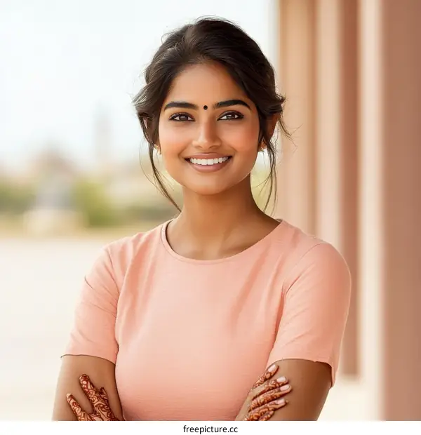 Smiling Indian Woman Portrait Outdoors