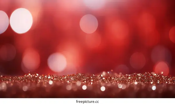 Red glitter sparkles background with bokeh lights