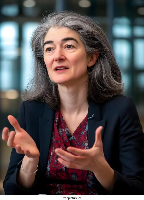 Portrait of a Woman Speaking During a Conference