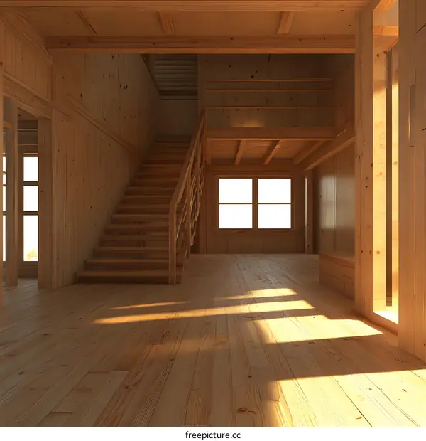 Wooden Staircase And Floor Interior Design