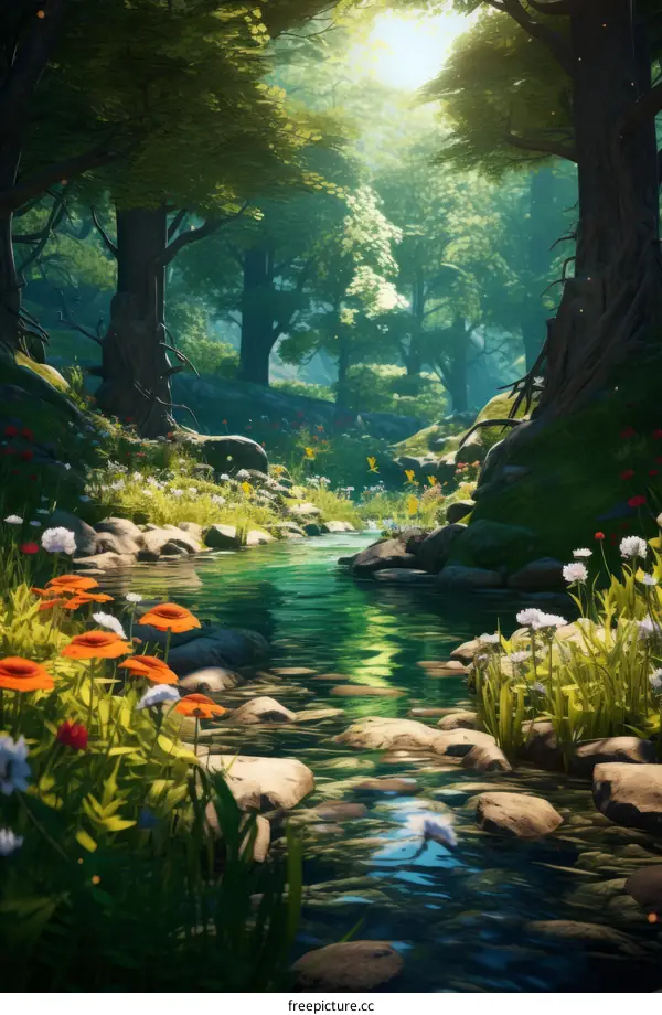 Tranquil River Meandering Through a Serene Forest