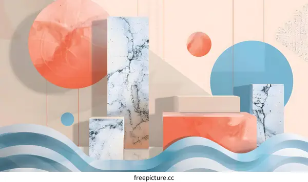 Abstract 3D Minimalist Geometric Background with Marble