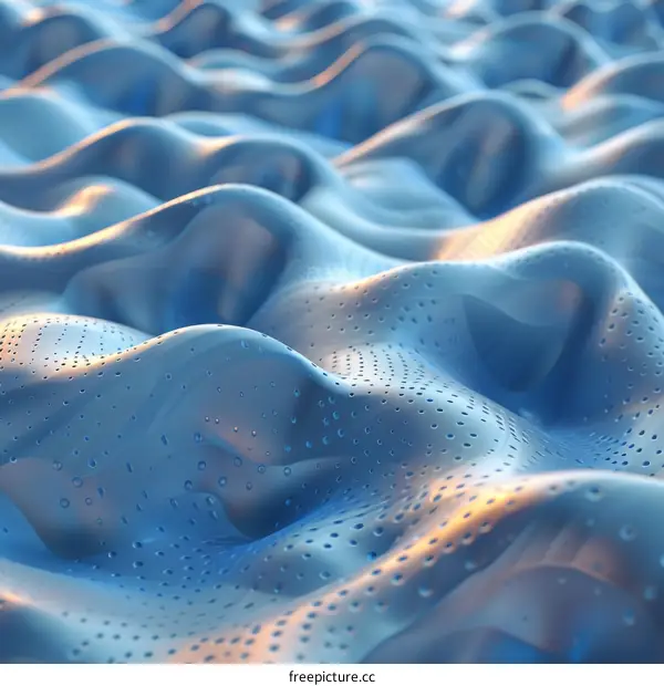 Blue Wavy Metallic Surface with Perforations