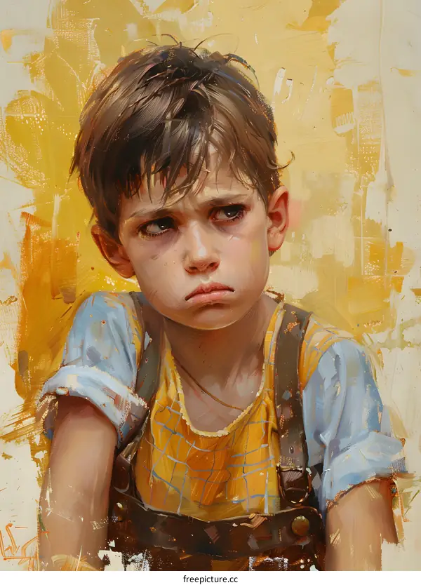 portrait of a boy in a yellow background