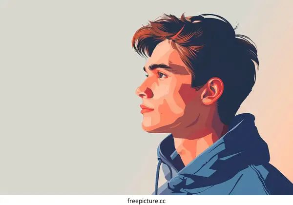 Portrait of a young man with brown hair and blue eyes