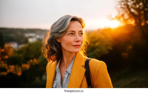 Thoughtful Woman in Golden Hour Light