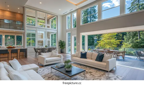 Modern Open-Concept Living Room with Panoramic Views