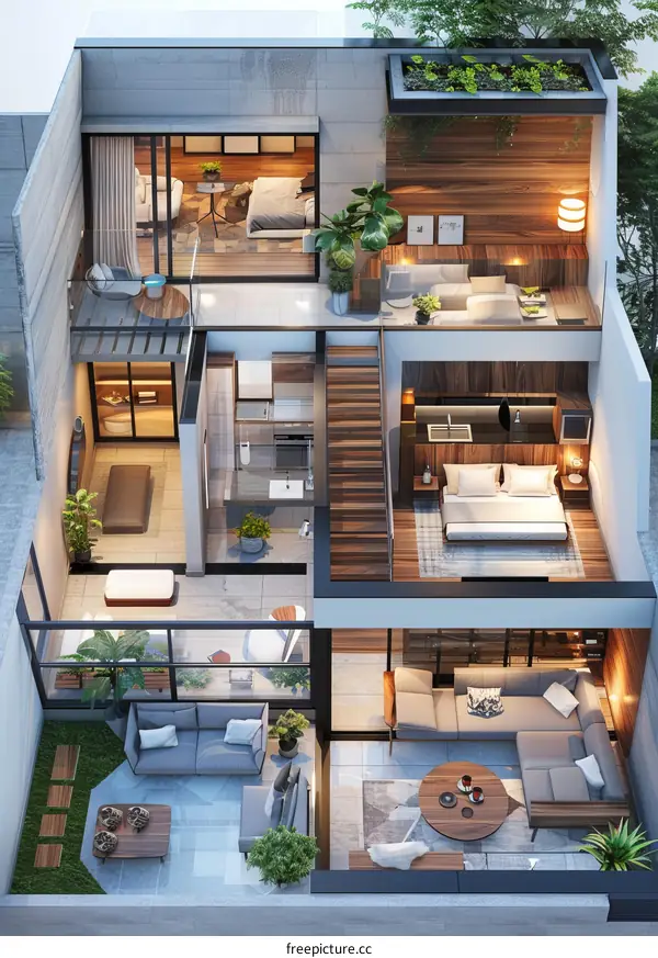 Modern House Interior with Open Floor Plan