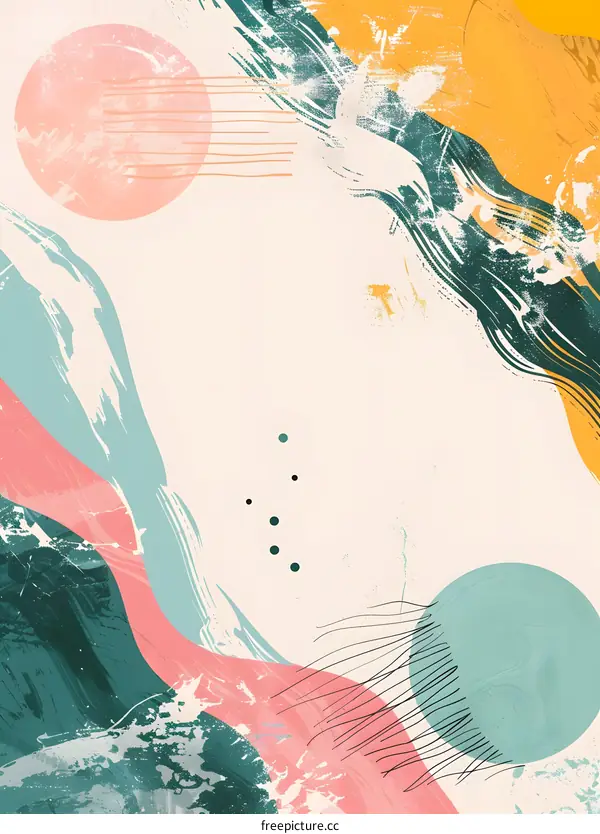 Abstract Watercolor Background with Green and Pink Shapes