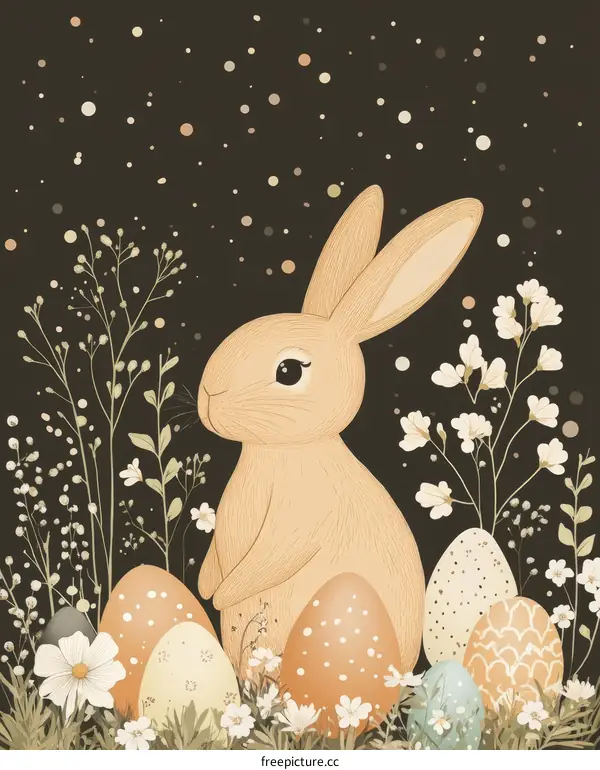 Adorable Easter Bunny in Floral Garden