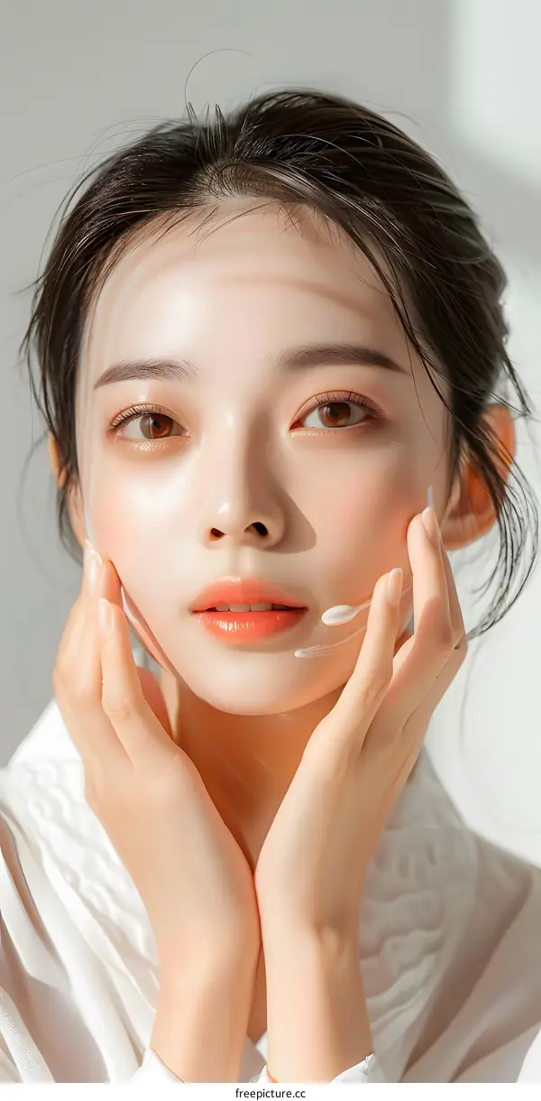Closeup Portrait of a Young Asian Woman with Makeup