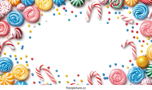 Colorful Candies and Lollipops Border Design