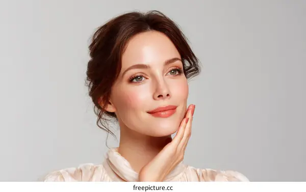 Closeup Portrait of a Caucasian Woman with Beautiful Skin