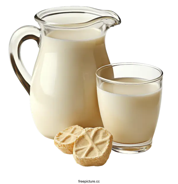[Transparent Background PNG]Milk and Biscuits Still Life