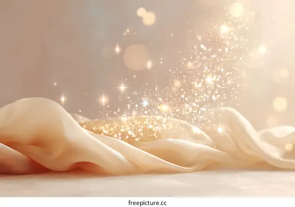 Elegant Gold Glitter on Beige Fabric Background