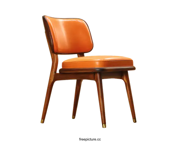 [Transparent Background PNG]Modern Orange Leather Dining Chair