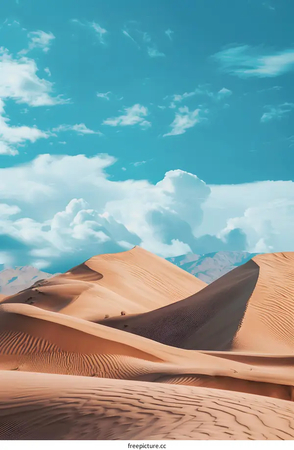 Sand Dunes Under A Clear Blue Sky
