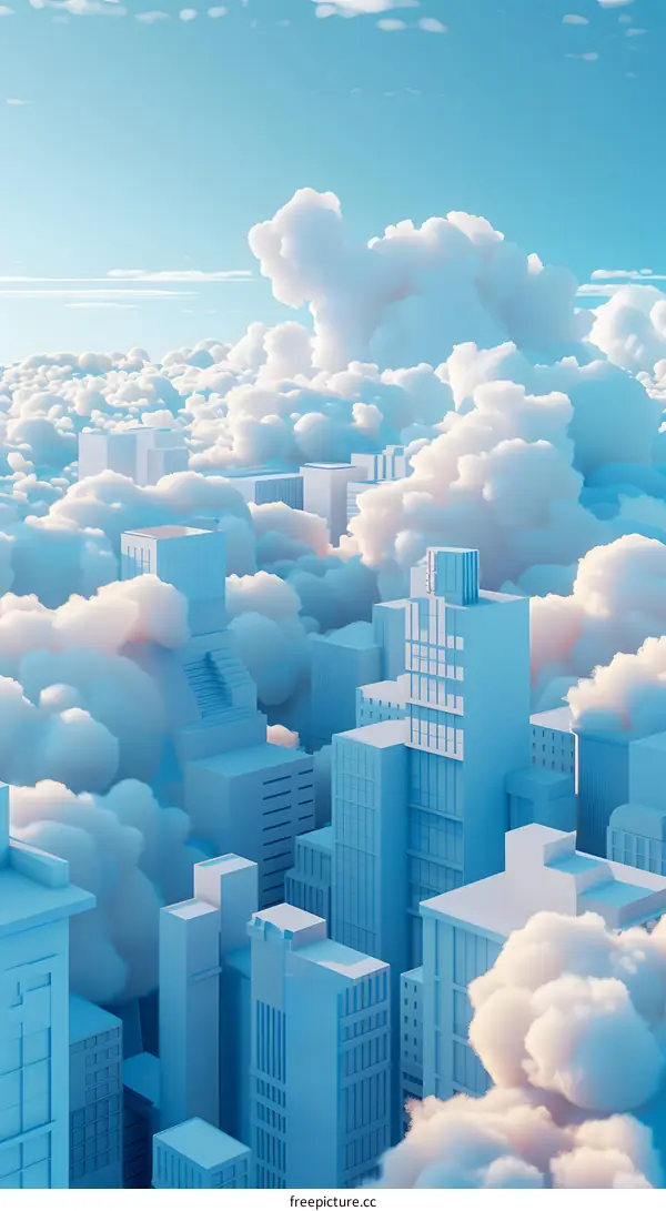 Blue Sky Cityscape With Clouds