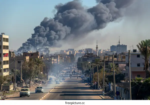 Smoke rises after an airstrike in Tripoli, Libya, February 2020