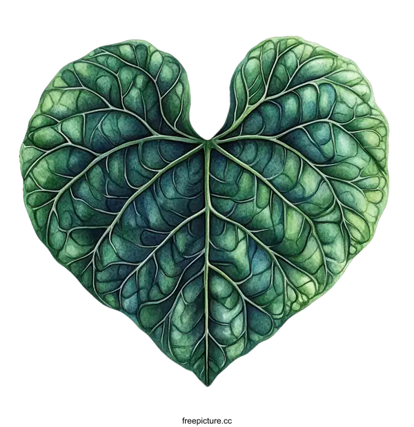[Transparent Background PNG]Detailed Heart-Shaped Leaf Illustration