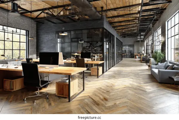 Modern Industrial Office Space Interior Design
