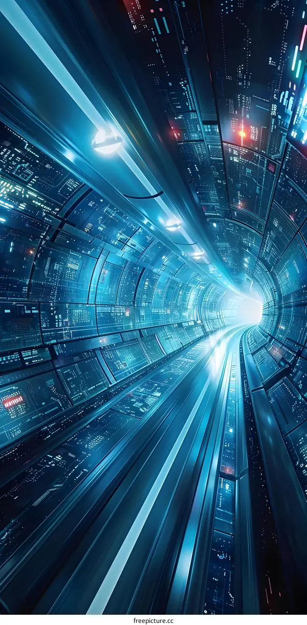 Blue tunnel of light