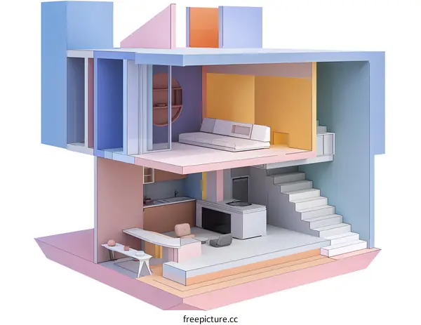 Modern Minimalist House Interior Design Cutaway