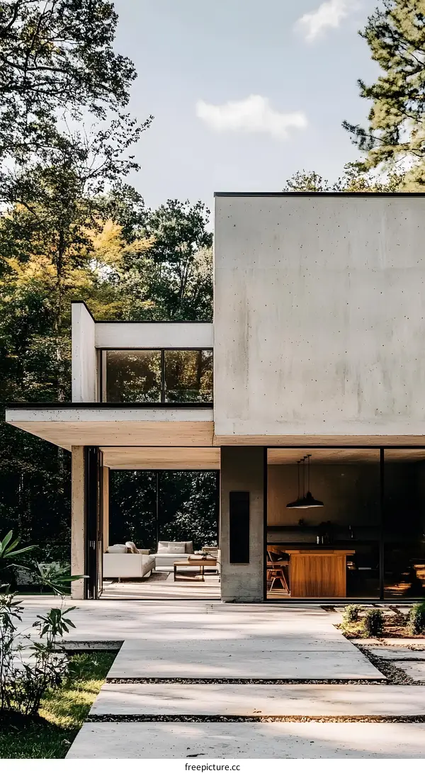 Modern Concrete House with Patio and Minimalist Design