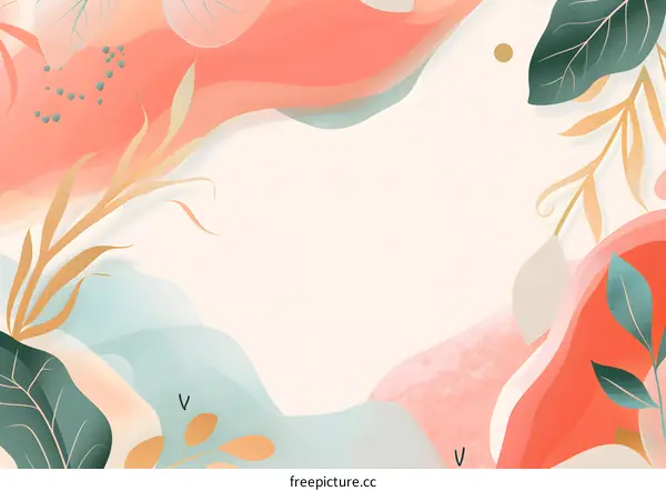 Abstract Floral Background with Soft Colors and Wavy Lines