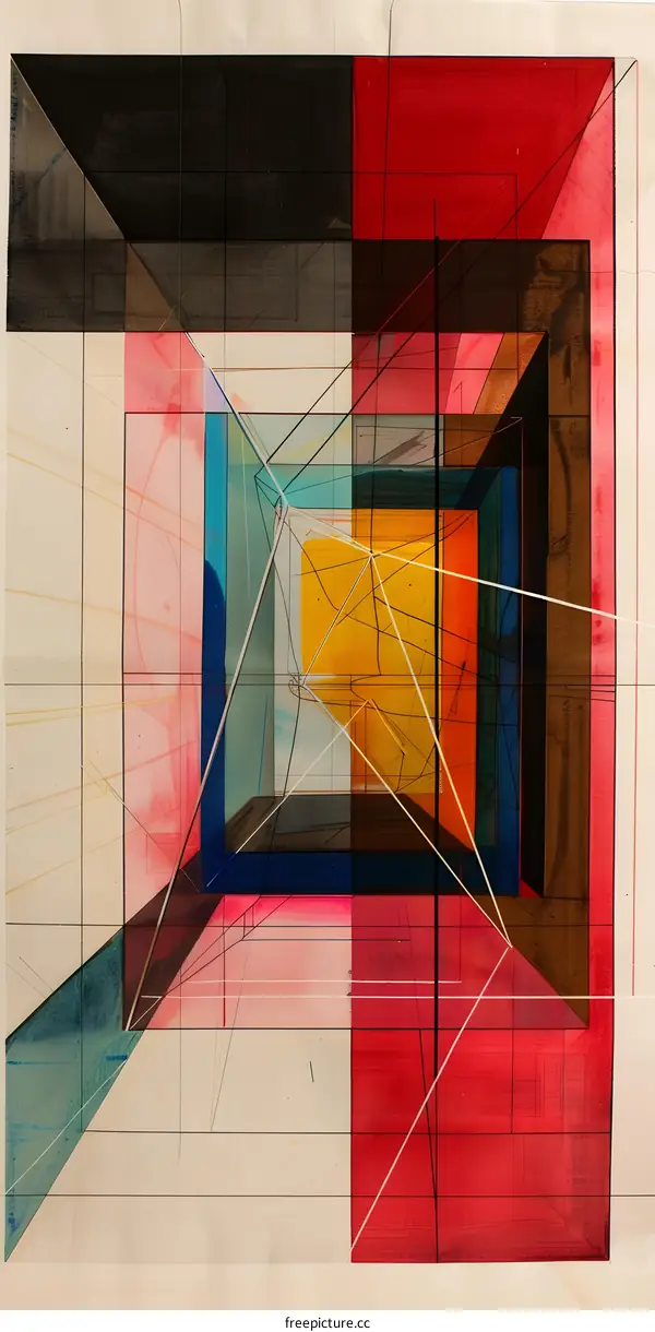 Abstract Art with Geometric Shapes and Lines