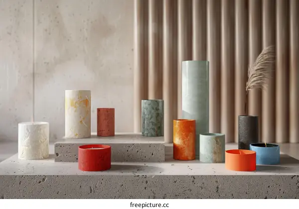 Modern Decorative Candles and Vases Display