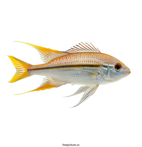 [Transparent Background PNG]Yellow Striped Fish on White Background
