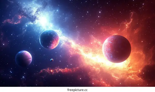 Colorful Nebulae and Planets in the Cosmos