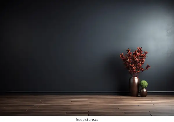 Minimalist Dark Room with Plants