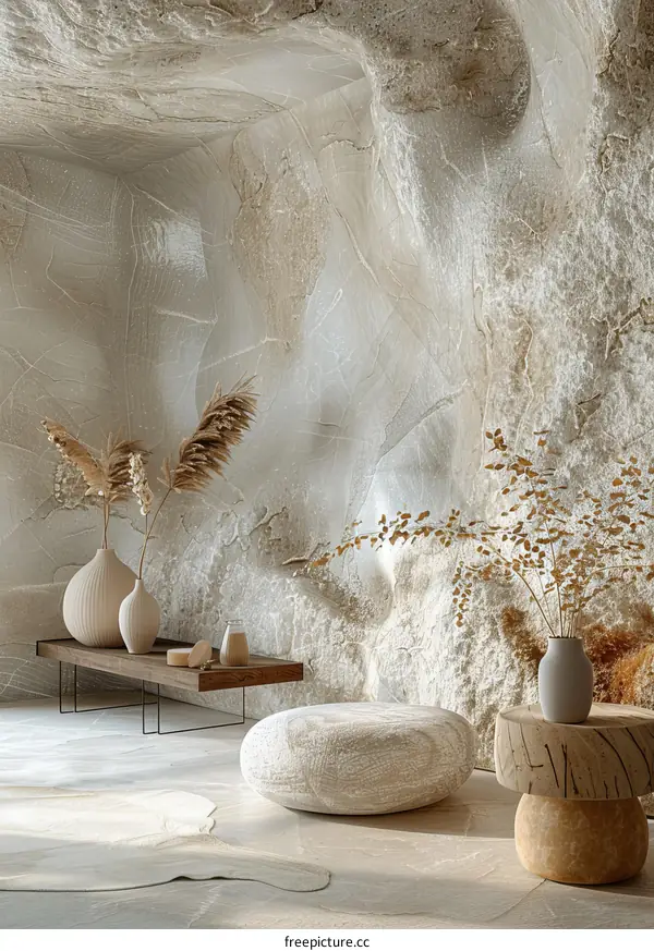 Beige Cave Interior Design with Natural Elements