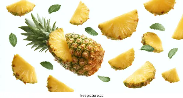 Pineapple Slices and Leaves Creative Food Photography