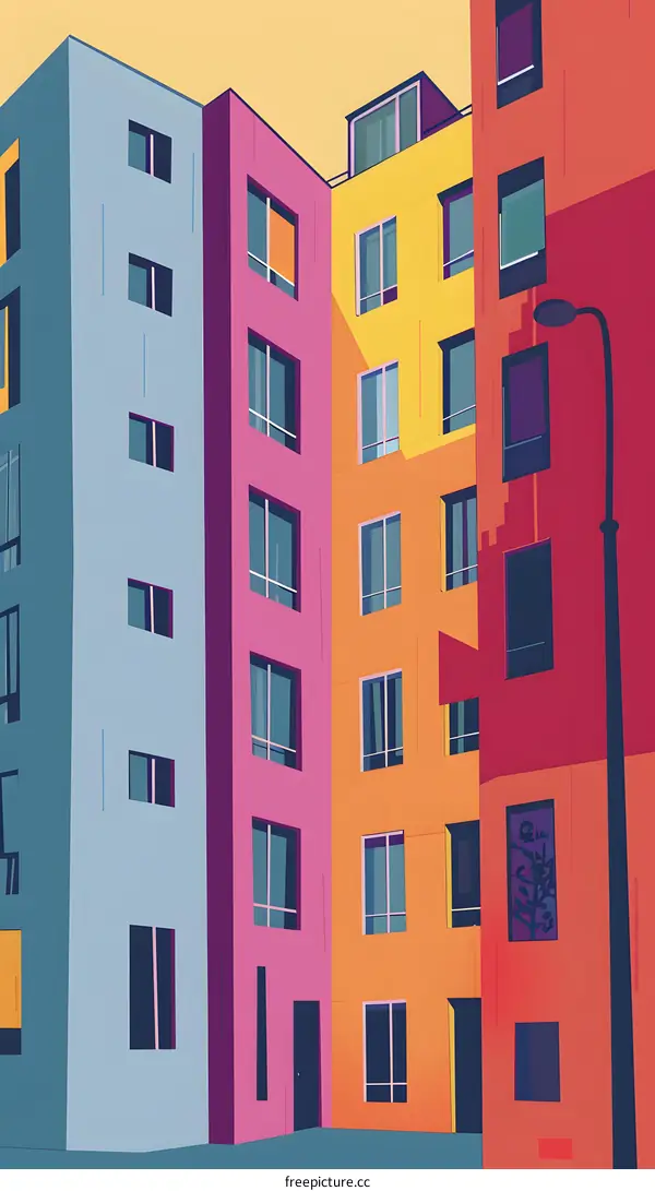 Colorful Building Facade with Windows