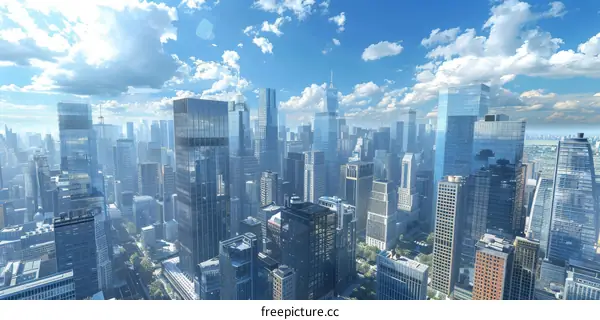 Futuristic Aerial View of a Modern Cityscape