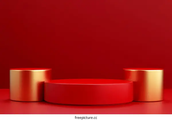 Red and Gold Geometric Display Stand