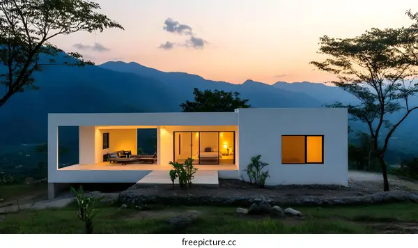 Modern Minimalist House with Mountain View