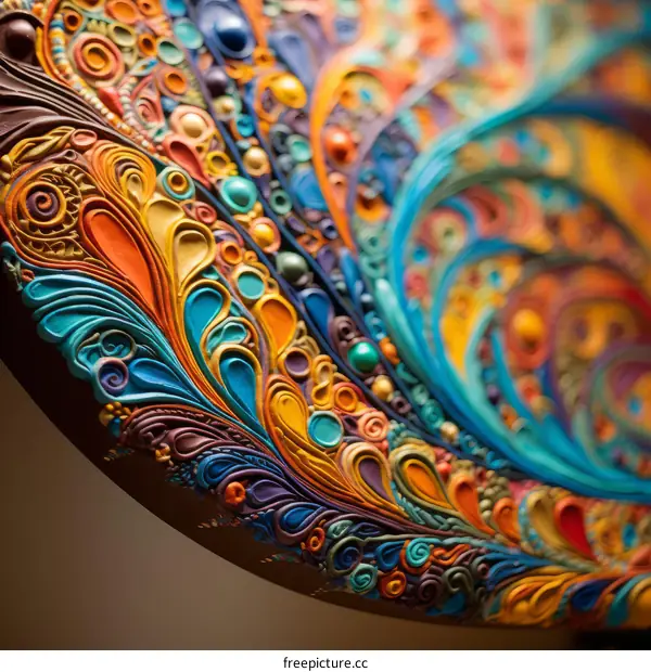 Polymer clay millefiori spiral disk