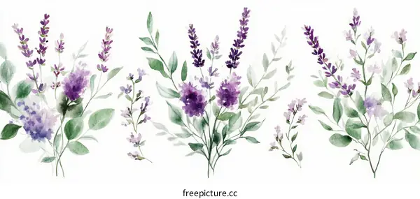 Watercolor Lavender Botanical Illustration Design