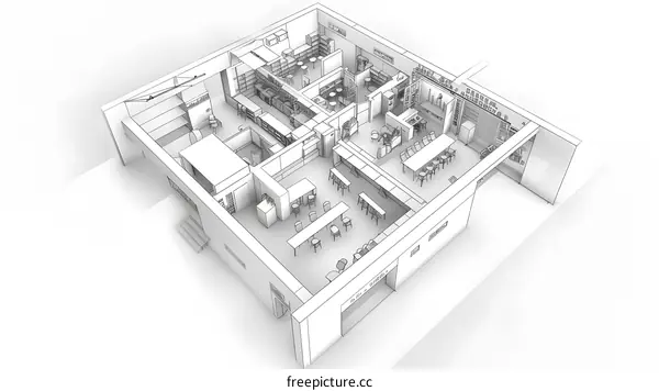 Top View Sketch of a Coffee Shop Interior Design with Tables and Chairs
