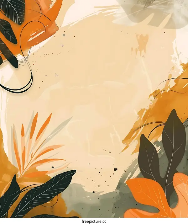 Abstract Watercolor Background With Leaves