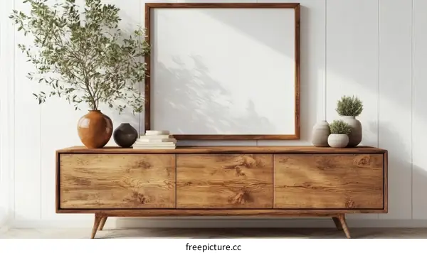Modern Wooden Entertainment Center with Blank Frame