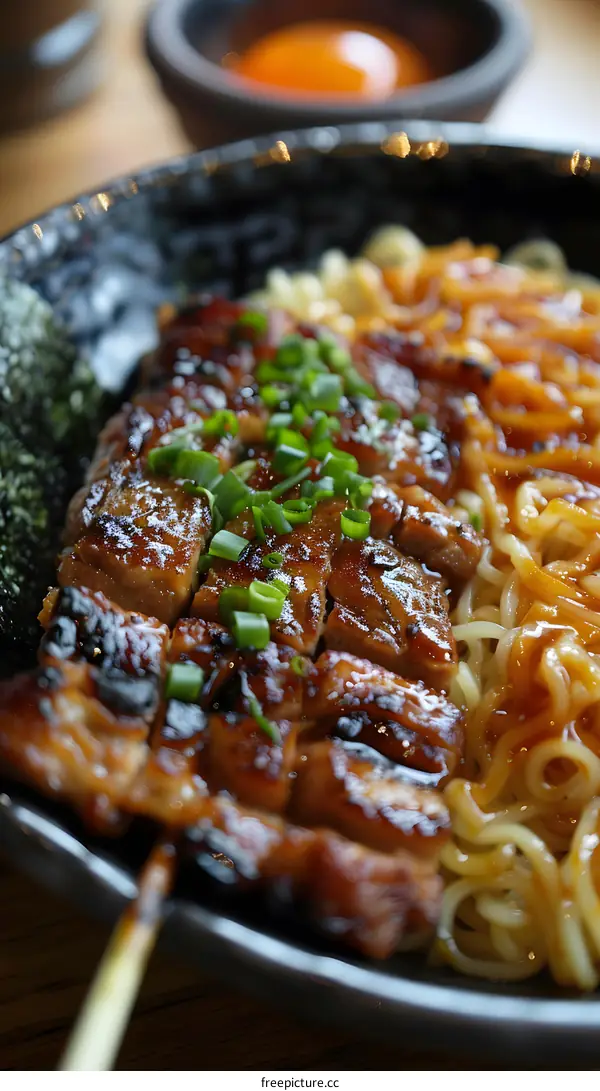 Close Up of Teriyaki Chicken Noodle Dish