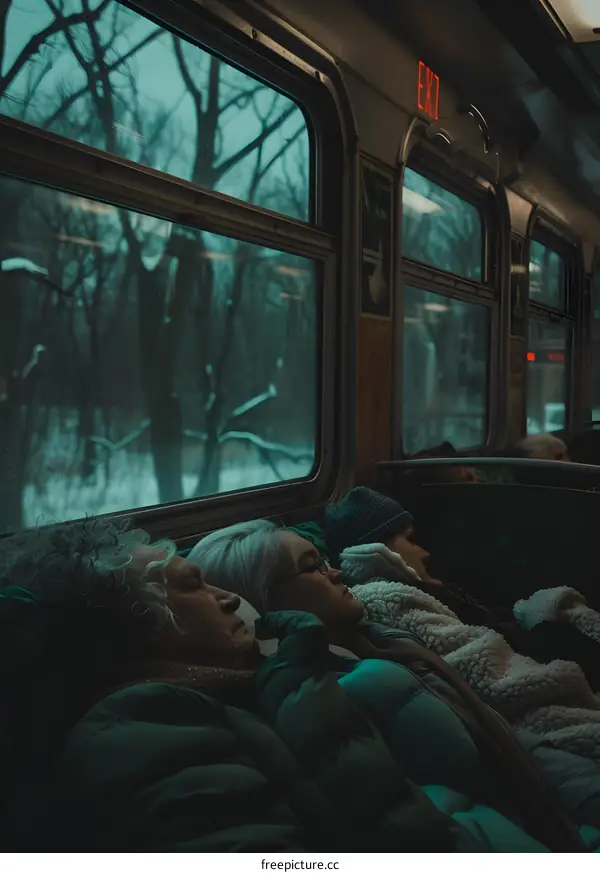 Sleeping Passengers On A Train